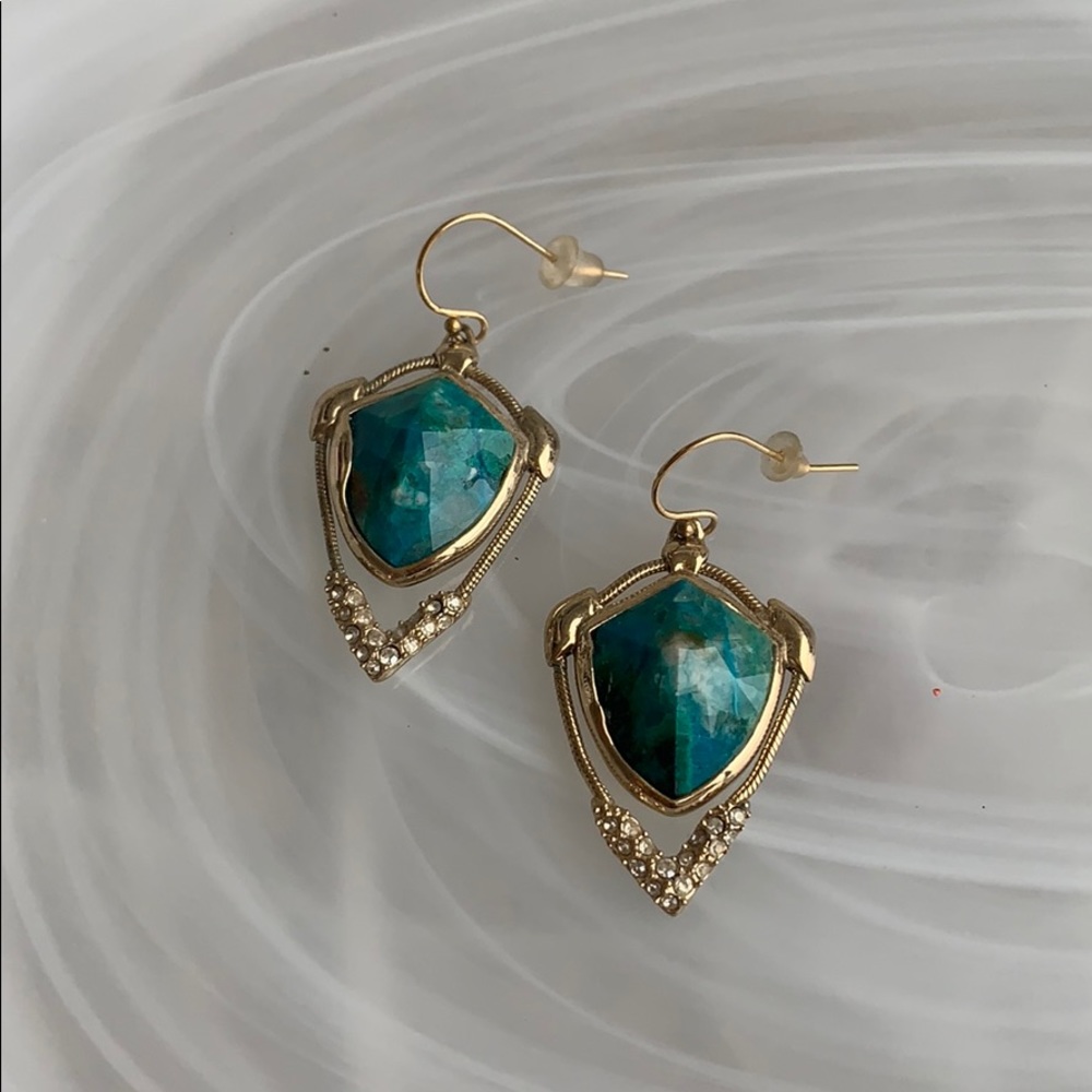 Alexis Bittar gold and blue stone earrings